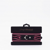 Черно-розовый кожаный ошейник с розовой строчкой - Crazy Handmade - купить с доставкой во Владикавказе