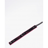 Черно-розовый кожаный ошейник с розовой строчкой - Crazy Handmade - купить с доставкой во Владикавказе