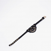 Черный фигурный кожаный ошейник с золотистой фурнитурой - Crazy Handmade - купить с доставкой во Владикавказе