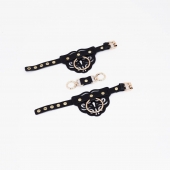 Черные наручники с золотистой фурнитурой - Crazy Handmade - купить с доставкой во Владикавказе