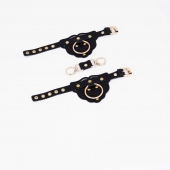 Черные наручники с золотистой фурнитурой - Crazy Handmade - купить с доставкой во Владикавказе