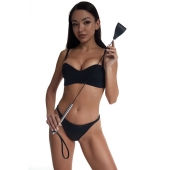 Стек с широким черным кожаным наконечником и металлической ручкой - 67 см. - Crazy Handmade - купить с доставкой во Владикавказе