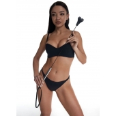 Стек с черным кожаным наконечником в виде сердца и металлической ручкой - 67 см. - Crazy Handmade - купить с доставкой во Владикавказе