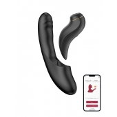 Черный вибратор с возвратно-поступательными движениями и вакуумом Fatima - 19,2 см. - BeYourLover