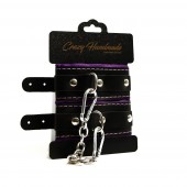 Черно-фиолетовые скругленные наручники с мягкой подкладкой - Crazy Handmade - купить с доставкой во Владикавказе