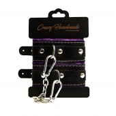 Черно-фиолетовые скругленные наручники с мягкой подкладкой - Crazy Handmade - купить с доставкой во Владикавказе