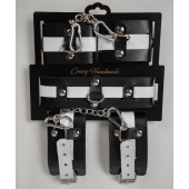 Набор фиксаторов из черной и белой натуральной кожи - Crazy Handmade - купить с доставкой во Владикавказе