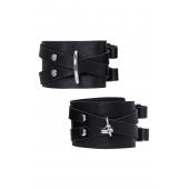 Черные кожаные оковы с двумя перекрёстными ремешками - Pecado - купить с доставкой во Владикавказе