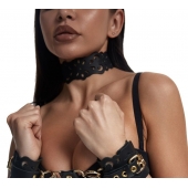 Черный ажурный чокер с золотистой фурнитурой - Crazy Handmade - купить с доставкой во Владикавказе