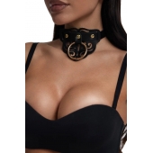 Черный чокер с клепками и золотистой фурнитурой - Crazy Handmade - купить с доставкой во Владикавказе