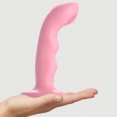 Розовая насадка-стимулятор Strap-On-Me Tapping Dildo Wave - Strap-on-me - купить с доставкой во Владикавказе