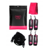 Черно-розовый эротический набор: фиксатор, оковы, наручники, повязка - Erokay - купить с доставкой во Владикавказе