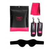 Черно-розовый эротический набор: маска, наручники и повязка - Erokay - купить с доставкой во Владикавказе