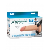 Телесный пустотелый фаллопротез 5’’ Hollow Silicone Strap-On - 14 см. - Pipedream - купить с доставкой во Владикавказе