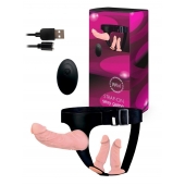 Женский страпон с 3 насадками и вибрацией - Erowoman-Eroman - купить с доставкой во Владикавказе