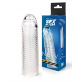 Прозрачная закрытая насадка на пенис с ребрышками - 16 см. - Sex Expert - во Владикавказе купить с доставкой
