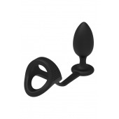 Черное эрекционное кольцо с анальной пробкой Cockstrap With Anal Plug - Dream Toys - во Владикавказе купить с доставкой
