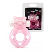 Розовое эрекционное виброкольцо в форме мишки - 1137 - во Владикавказе купить с доставкой