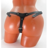Черные кожаные трусики со штырьком для насадок - БДСМ Арсенал - купить с доставкой во Владикавказе
