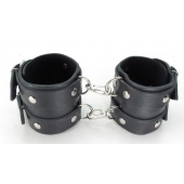 Черные кожаные оковы с двумя пряжками - БДСМ Арсенал - купить с доставкой во Владикавказе