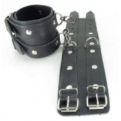 Черные кожаные оковы с двумя пряжками - БДСМ Арсенал - купить с доставкой во Владикавказе