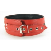 Черно-красный кожаный ошейник увеличенного размера - БДСМ Арсенал - купить с доставкой во Владикавказе
