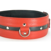 Черно-красный кожаный ошейник увеличенного размера - БДСМ Арсенал - купить с доставкой во Владикавказе