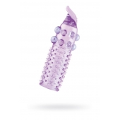 Гелевая фиолетовая насадка с шариками, шипами и усиком - 11 см. - Toyfa Basic - во Владикавказе купить с доставкой
