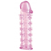 Гелевая розовая насадка на фаллос с шипами - 12 см. - Toyfa Basic - во Владикавказе купить с доставкой
