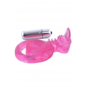 Розовая вибронасадка со стимулятор клитора   Язычок - Toyfa Basic - во Владикавказе купить с доставкой