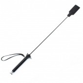 Чёрный кожаный стек с прямоугольным наконечником - 66 см. - БДСМ Арсенал - купить с доставкой во Владикавказе