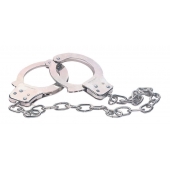 Наручники из металла с длинной цепочкой CHROME HANDCUFFS METAL HANDCUFFS W. KEY - NMC - купить с доставкой во Владикавказе