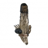 Дымчатая удлиняющая насадка с вибрацией и отростком для преданусного массажа - Baile - во Владикавказе купить с доставкой