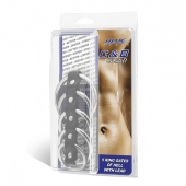 Хомут на пенис с 5 кольцами 5 Ring Gates Of Hell With Lead - BlueLine - купить с доставкой во Владикавказе