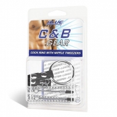 Кольцо на пенис с зажимами на соски 100% PVC STRAP WITH METAL SNAP - BlueLine - во Владикавказе купить с доставкой