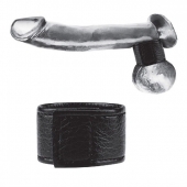 Чёрная утяжка на мошонку 1  Velcro Ball Stretcher - BlueLine - купить с доставкой во Владикавказе