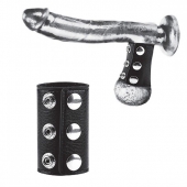 Чёрная утяжка на кнопках 100% PVC STRAP WITH METAL SNAP - BlueLine - купить с доставкой во Владикавказе