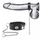 Утяжка на пенис с поводком Snap Cock Ring With 12  Leash - BlueLine - купить с доставкой во Владикавказе