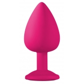 Большая розовая анальная пробка Emotions Cutie Large с фиолетовым кристаллом - 10 см. - Lola Games - купить с доставкой во Владикавказе