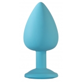 Большая голубая анальная пробка Emotions Cutie Large с розовым кристаллом - 10 см. - Lola Games - купить с доставкой во Владикавказе