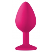 Средняя розовая анальная пробка Emotions Cutie Medium с фиолетовым кристаллом - 8,5 см. - Lola Games - купить с доставкой во Владикавказе