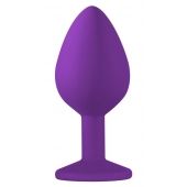 Средняя фиолетовая анальная пробка Emotions Cutie Medium с прозрачным кристаллом - 8,5 см. - Lola Games - купить с доставкой во Владикавказе