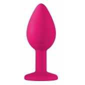 Малая розовая анальная пробка Emotions Cutie Small с чёрным кристаллом - 7,5 см. - Lola Games - купить с доставкой во Владикавказе