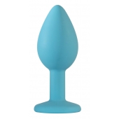 Малая голубая анальная пробка Emotions Cutie Small с розовым кристаллом - 7,5 см. - Lola Games - купить с доставкой во Владикавказе