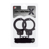 Чёрные наручники из листового металла в комплекте с веревкой BONDX METAL CUFFS LOVE ROPE SET - Dream Toys - купить с доставкой во Владикавказе