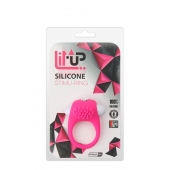 Розовое эрекционное кольцо с щеточкой LIT-UP SILICONE STIMU RING 5 - Dream Toys - во Владикавказе купить с доставкой