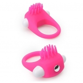 Розовое эрекционное кольцо с щеточкой LIT-UP SILICONE STIMU RING 5 - Dream Toys - во Владикавказе купить с доставкой