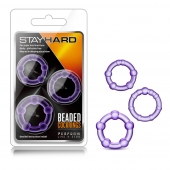 Набор из 3 фиолетовых эрекционных колец Stay Hard Beaded Cockrings - Blush Novelties - во Владикавказе купить с доставкой