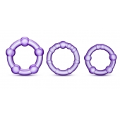 Набор из 3 фиолетовых эрекционных колец Stay Hard Beaded Cockrings - Blush Novelties - во Владикавказе купить с доставкой