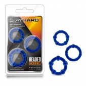Набор из 3 синих эрекционных колец Stay Hard Beaded Cockrings - Blush Novelties - во Владикавказе купить с доставкой